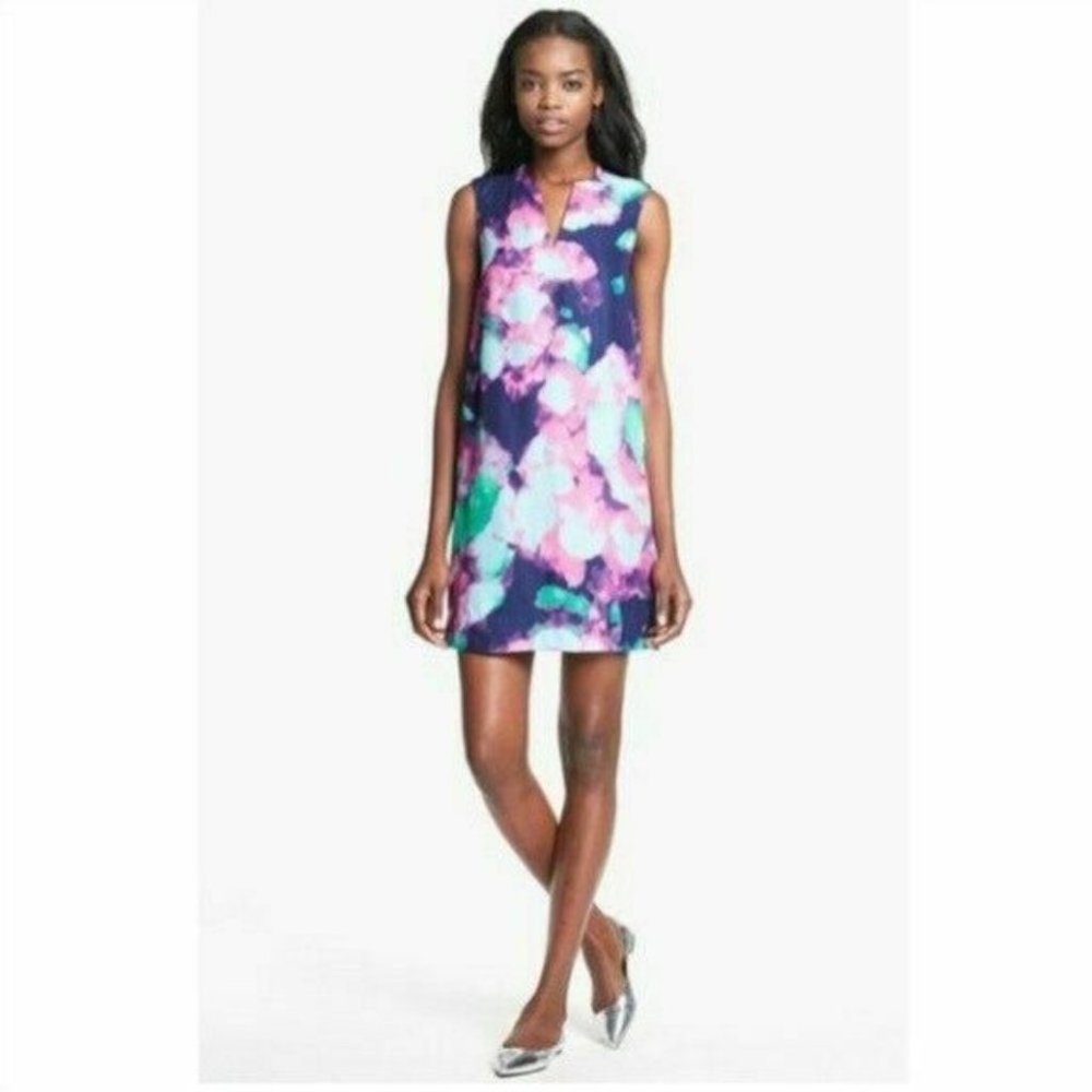"KATE SPADE" KERI WATERCOLOR TIE DYE PRINT SHIFT COCKTAIL CAREER DRESS SIZE: 0